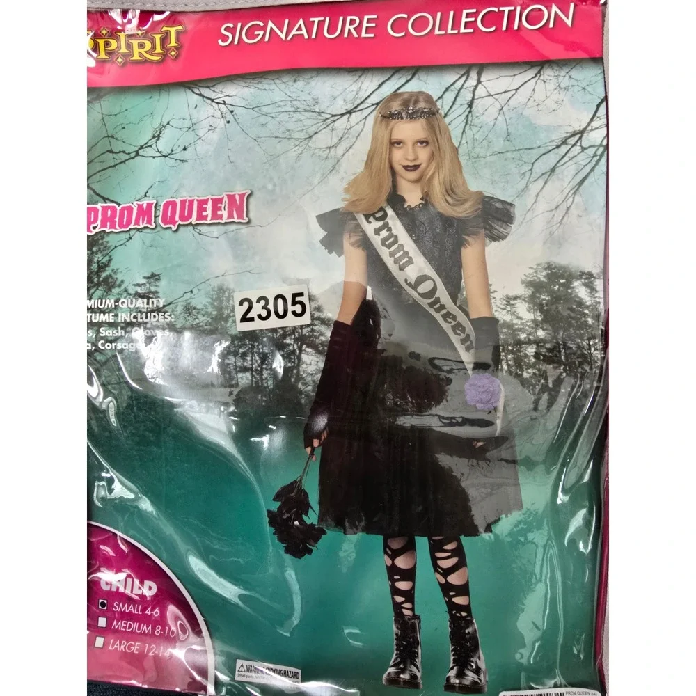 Spirit Halloween Signature Collection Prom Queen Costume Kids Small 4-6 Black